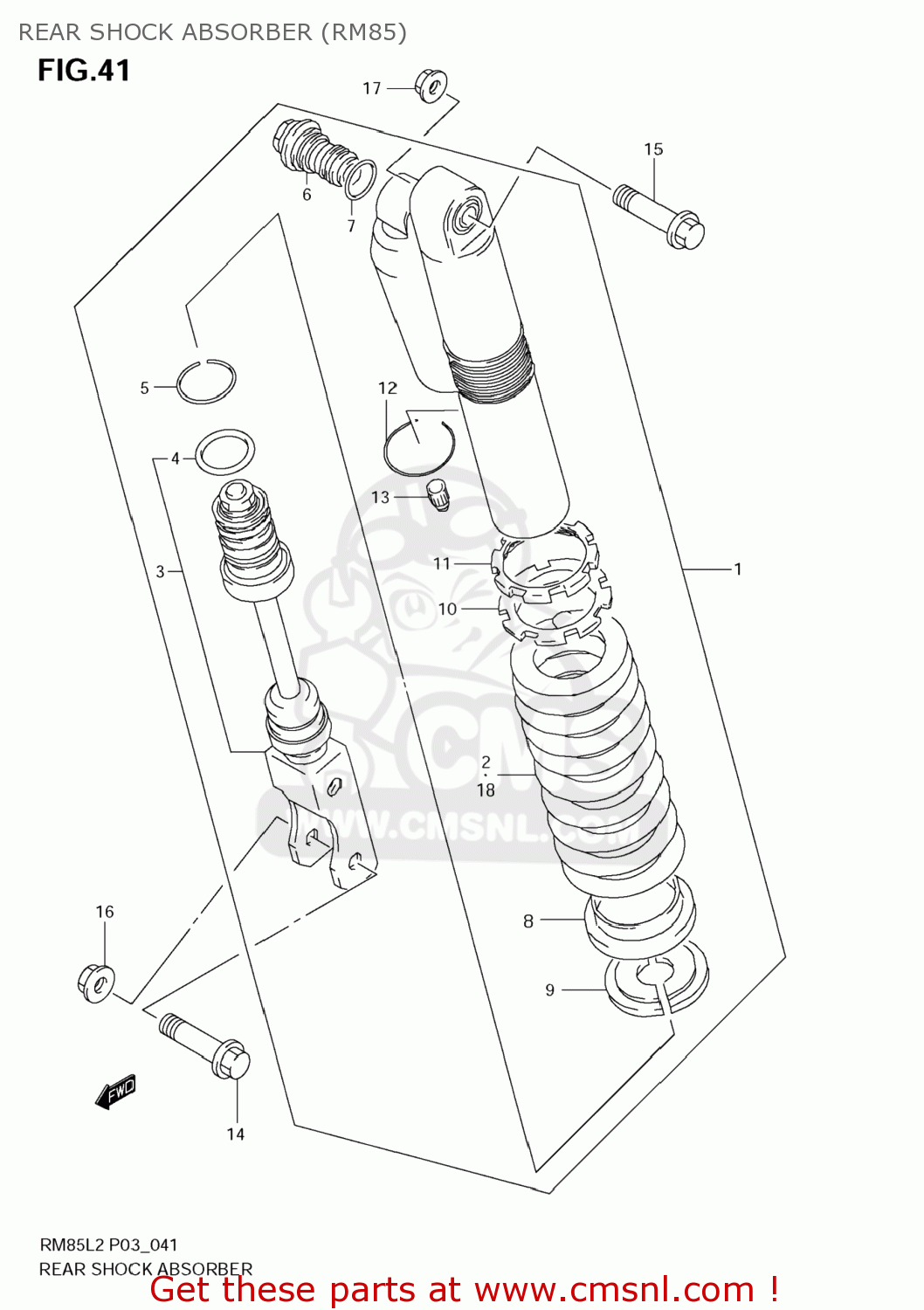 REAR SHOCK ABSORBER (RM85) RM85 2012 (L2) USA (E03)