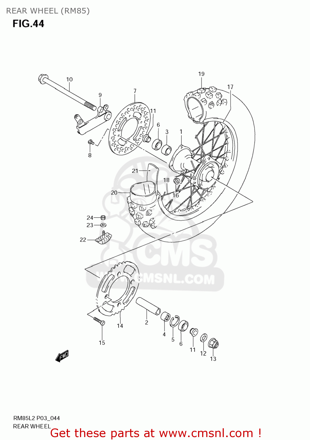 REAR WHEEL (RM85) RM85 2012 (L2) USA (E03)