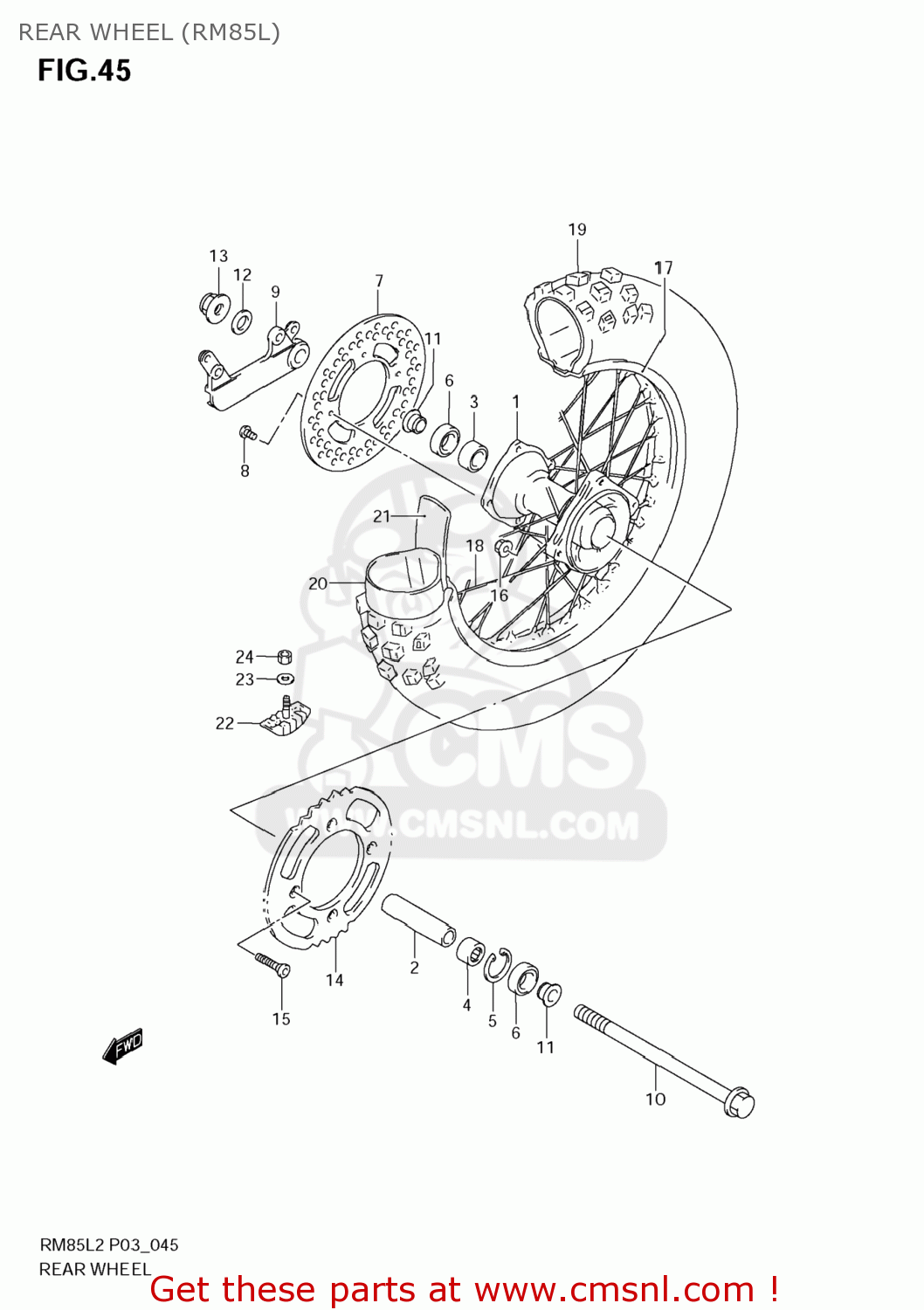 REAR WHEEL (RM85L) RM85 2012 (L2) USA (E03)