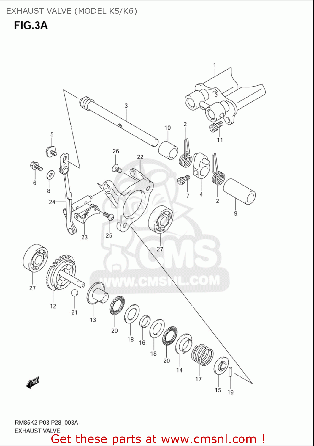 EXHAUST VALVE (MODEL K5/K6) RM85L 2002 2003 2004 2005 '06 (K2) (K3) (K4) (K5) (K6) USA (E03)