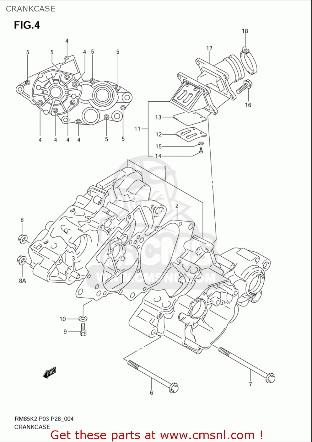 CRANKCASE RM85L 2002 2003 2004 2005 '06 (K2) (K3) (K4) (K5) (K6) USA (E03)
