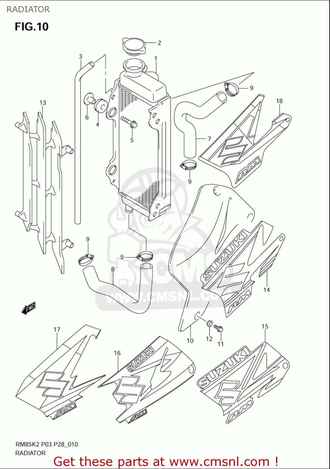 RADIATOR RM85L 2002 2003 2004 2005 '06 (K2) (K3) (K4) (K5) (K6) USA (E03)