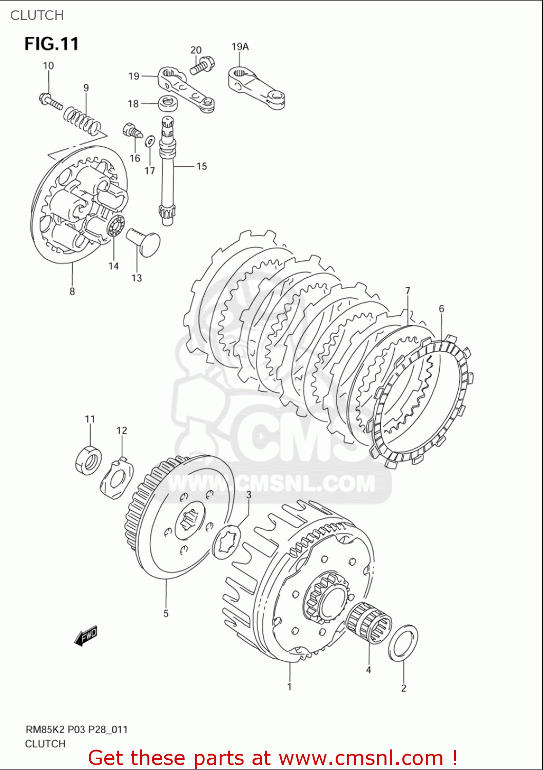 CLUTCH RM85L 2002 2003 2004 2005 '06 (K2) (K3) (K4) (K5) (K6) USA (E03)