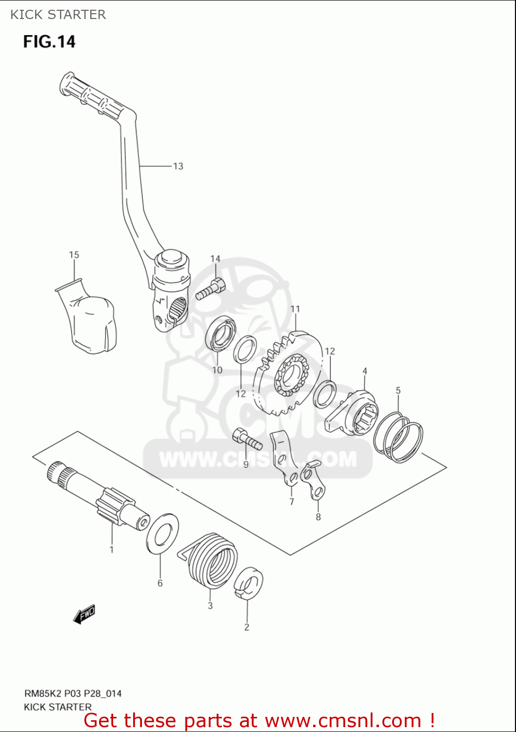 KICK STARTER RM85L 2002 2003 2004 2005 '06 (K2) (K3) (K4) (K5) (K6) USA (E03)