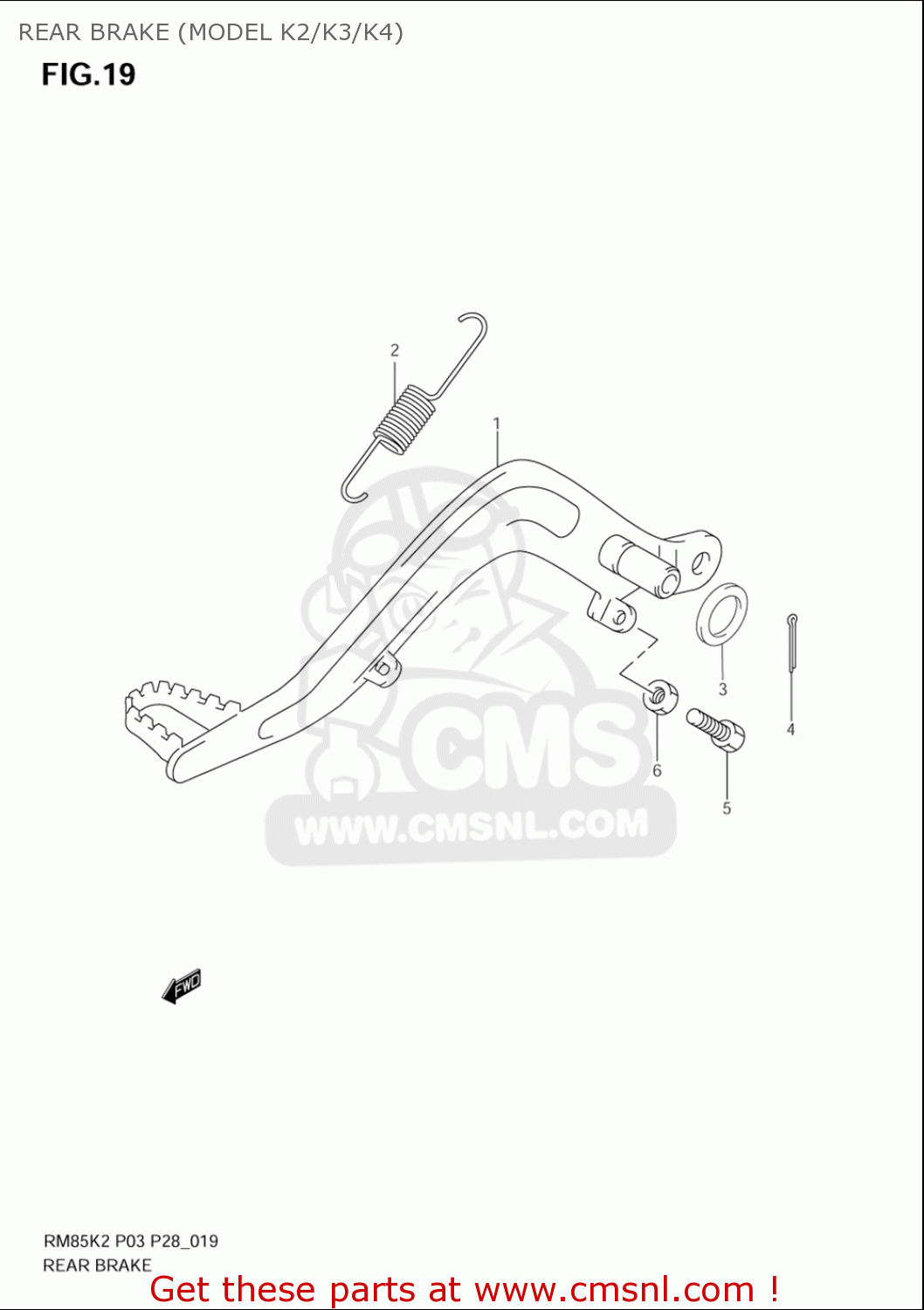 REAR BRAKE (MODEL K2/K3/K4) RM85L 2002 2003 2004 2005 '06 (K2) (K3) (K4) (K5) (K6) USA (E03)
