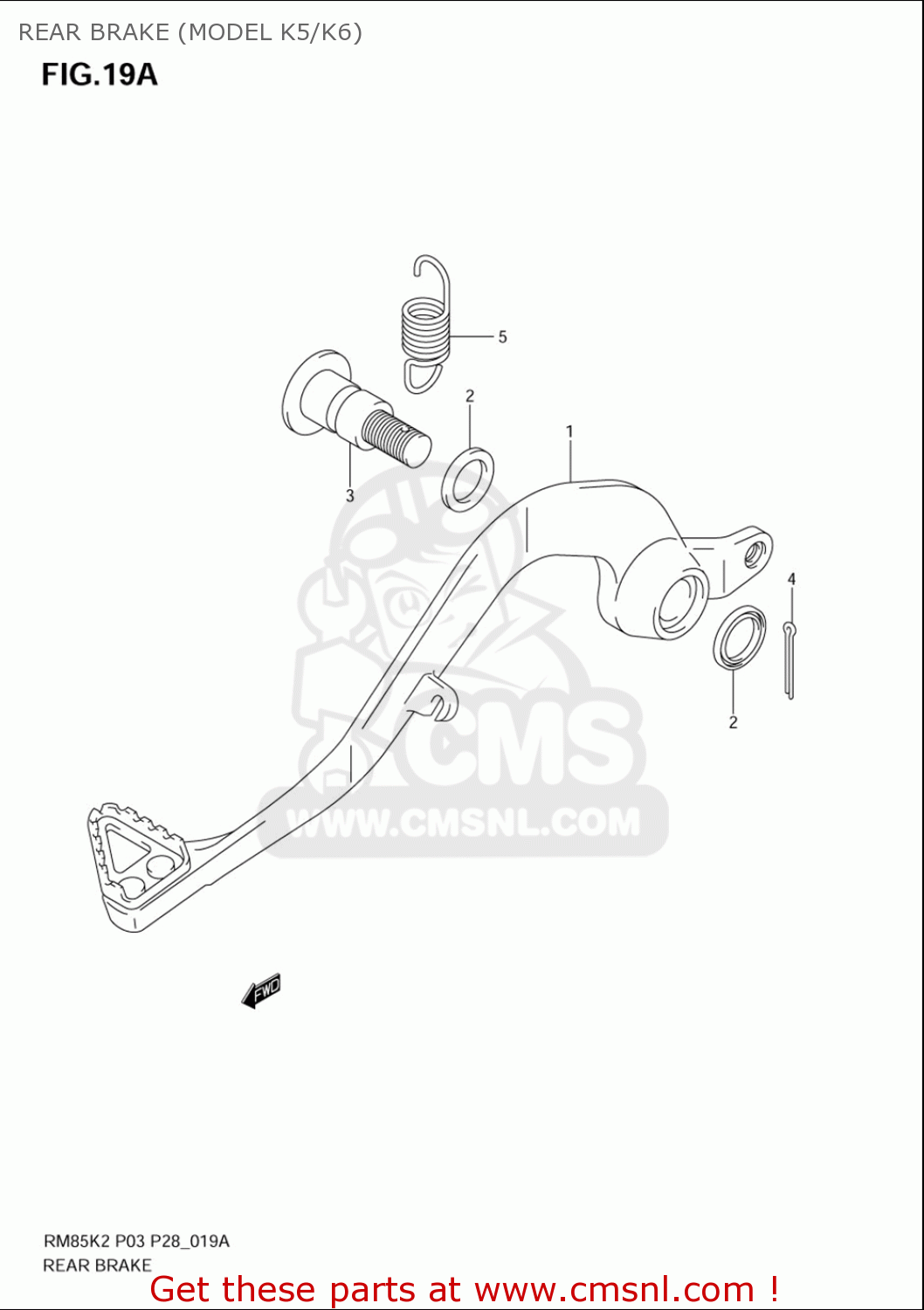 REAR BRAKE (MODEL K5/K6) RM85L 2002 2003 2004 2005 '06 (K2) (K3) (K4) (K5) (K6) USA (E03)