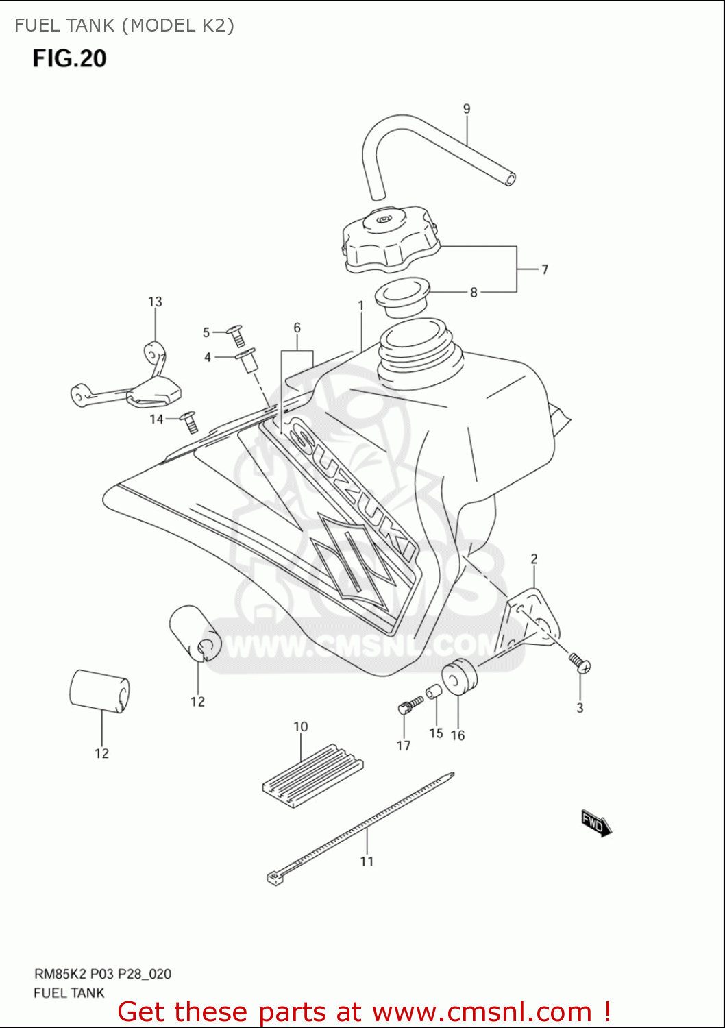 FUEL TANK (MODEL K2) RM85L 2002 2003 2004 2005 '06 (K2) (K3) (K4) (K5) (K6) USA (E03)