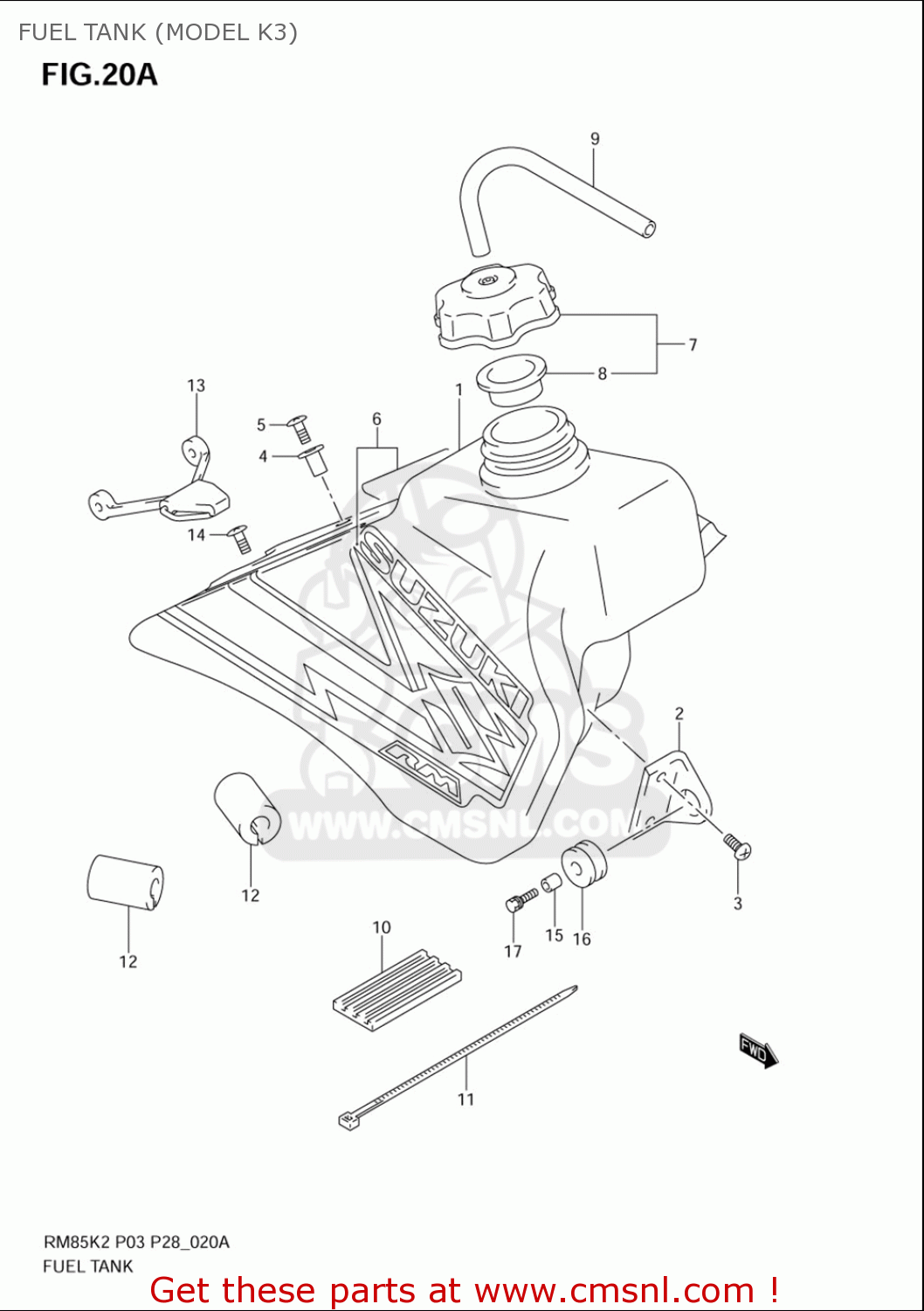 FUEL TANK (MODEL K3) RM85L 2002 2003 2004 2005 '06 (K2) (K3) (K4) (K5) (K6) USA (E03)