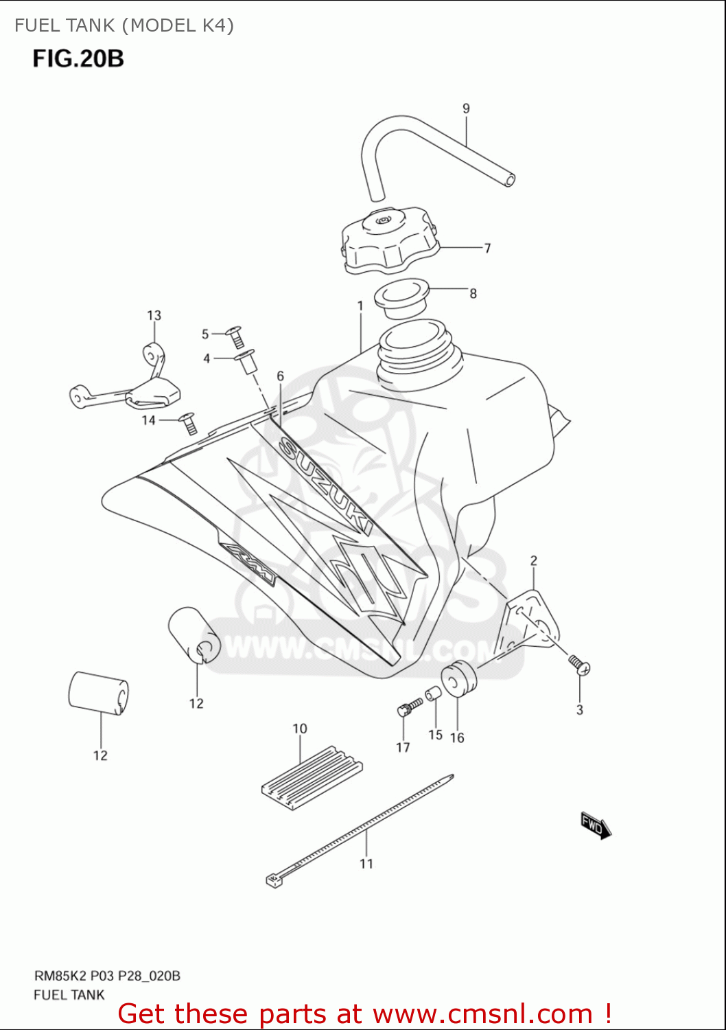 FUEL TANK (MODEL K4) RM85L 2002 2003 2004 2005 '06 (K2) (K3) (K4) (K5) (K6) USA (E03)