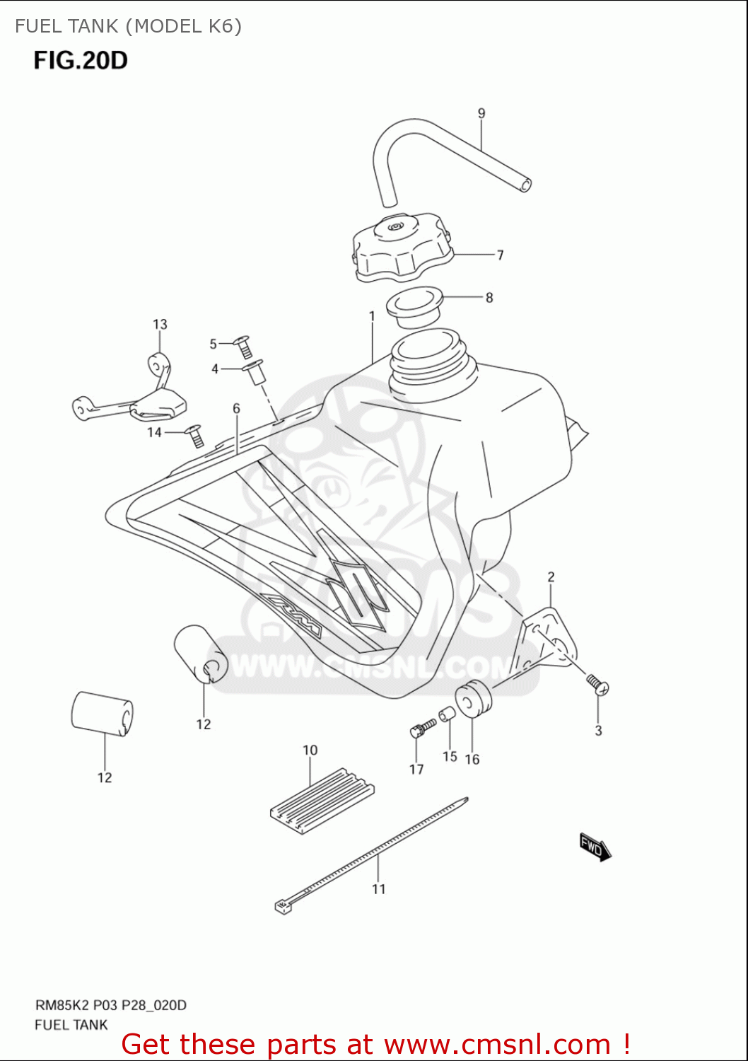 FUEL TANK (MODEL K6) RM85L 2002 2003 2004 2005 '06 (K2) (K3) (K4) (K5) (K6) USA (E03)