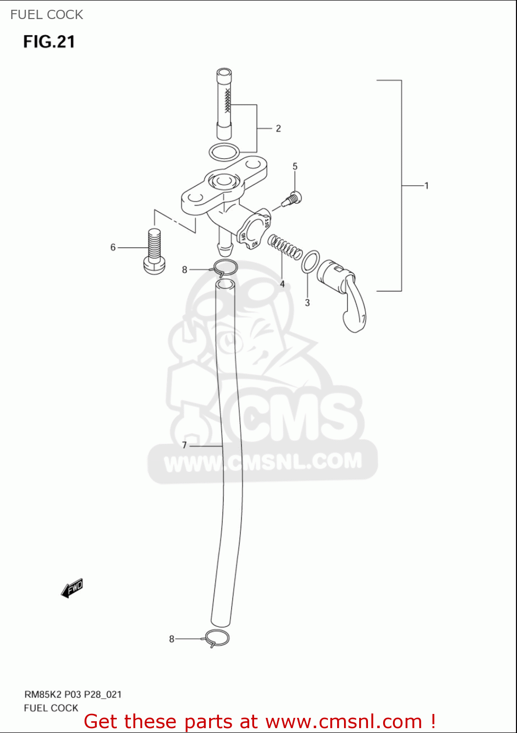 FUEL COCK RM85L 2002 2003 2004 2005 '06 (K2) (K3) (K4) (K5) (K6) USA (E03)