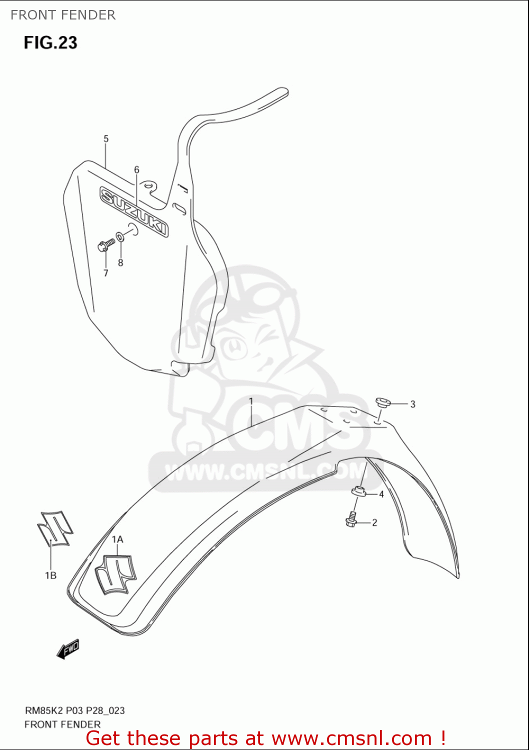FRONT FENDER RM85L 2002 2003 2004 2005 '06 (K2) (K3) (K4) (K5) (K6) USA (E03)