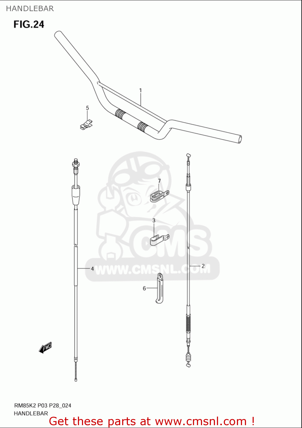 HANDLEBAR RM85L 2002 2003 2004 2005 '06 (K2) (K3) (K4) (K5) (K6) USA (E03)