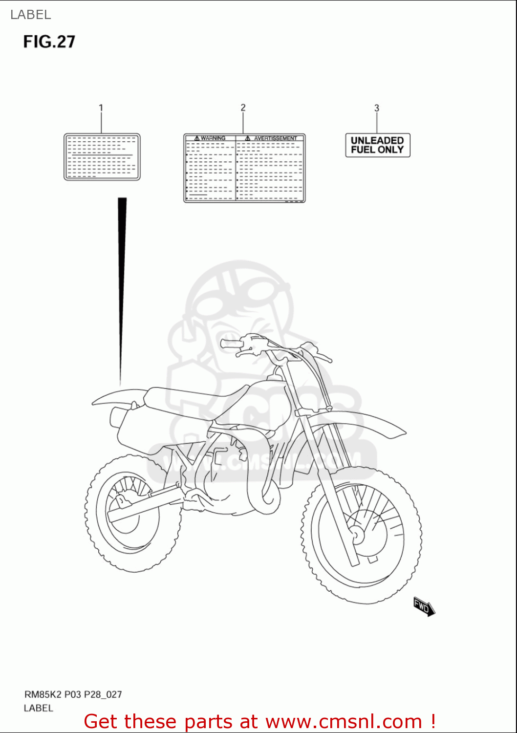 LABEL RM85L 2002 2003 2004 2005 '06 (K2) (K3) (K4) (K5) (K6) USA (E03)