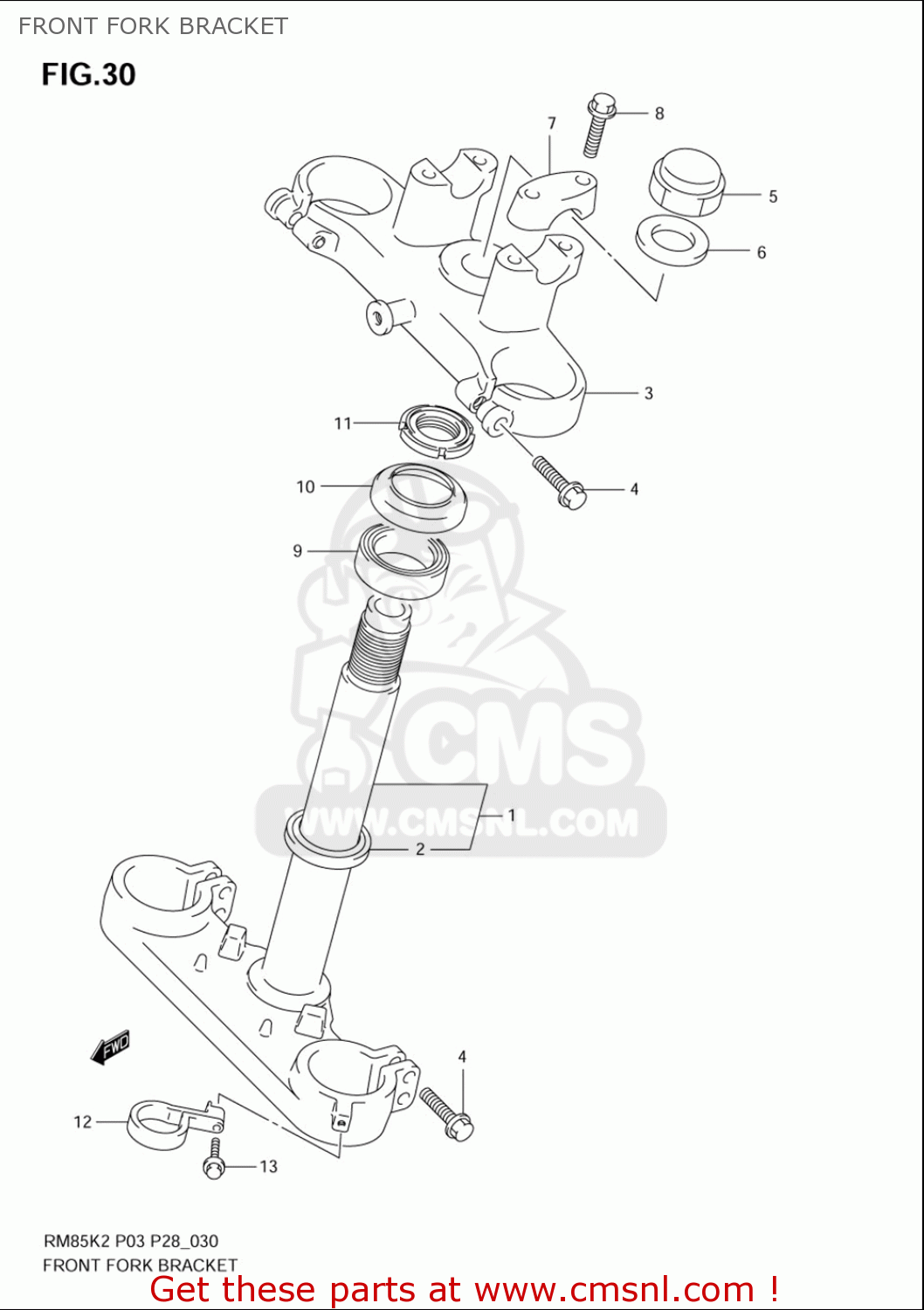 FRONT FORK BRACKET RM85L 2002 2003 2004 2005 '06 (K2) (K3) (K4) (K5) (K6) USA (E03)