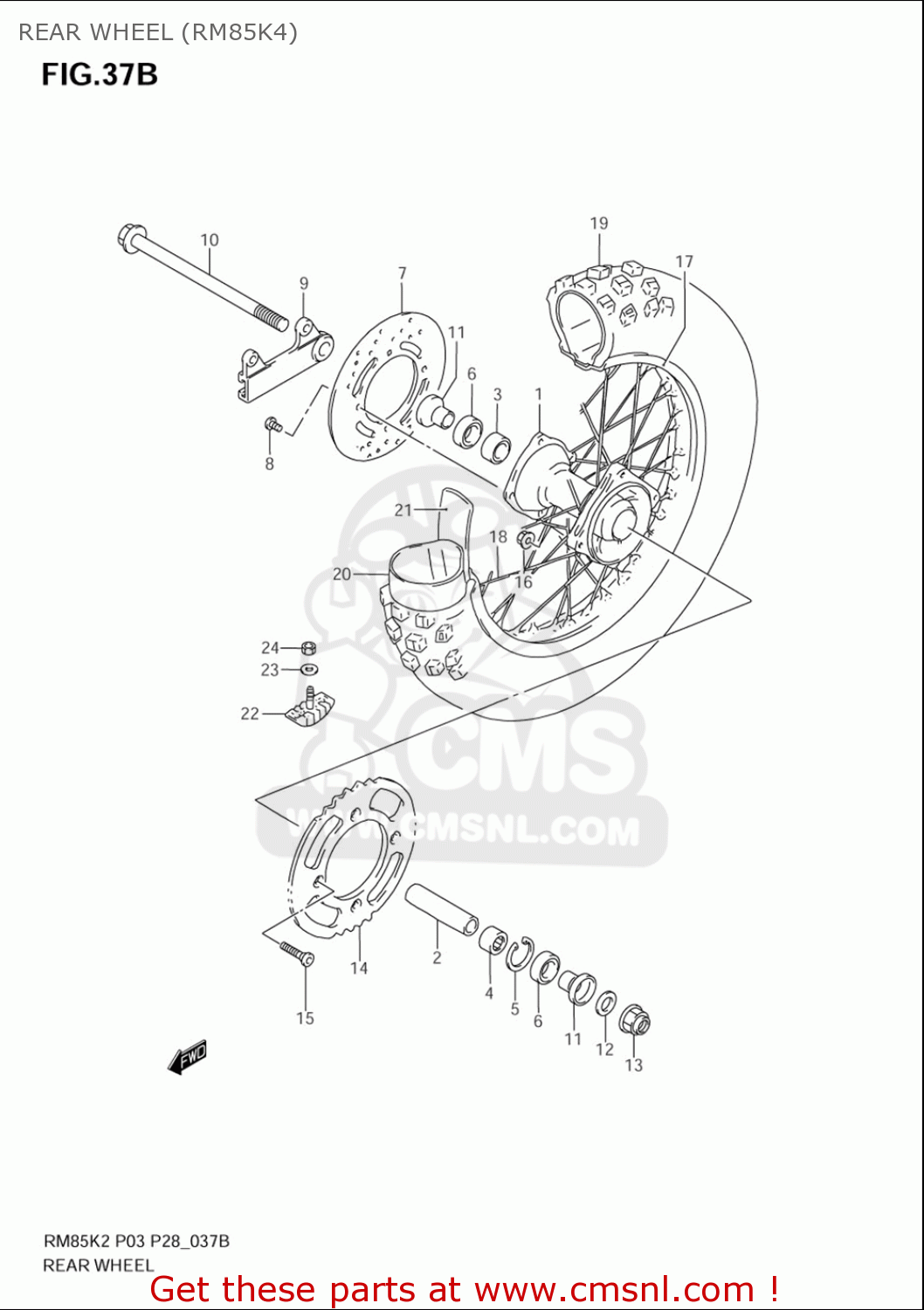 REAR WHEEL (RM85K4) RM85L 2002 2003 2004 2005 '06 (K2) (K3) (K4) (K5) (K6) USA (E03)