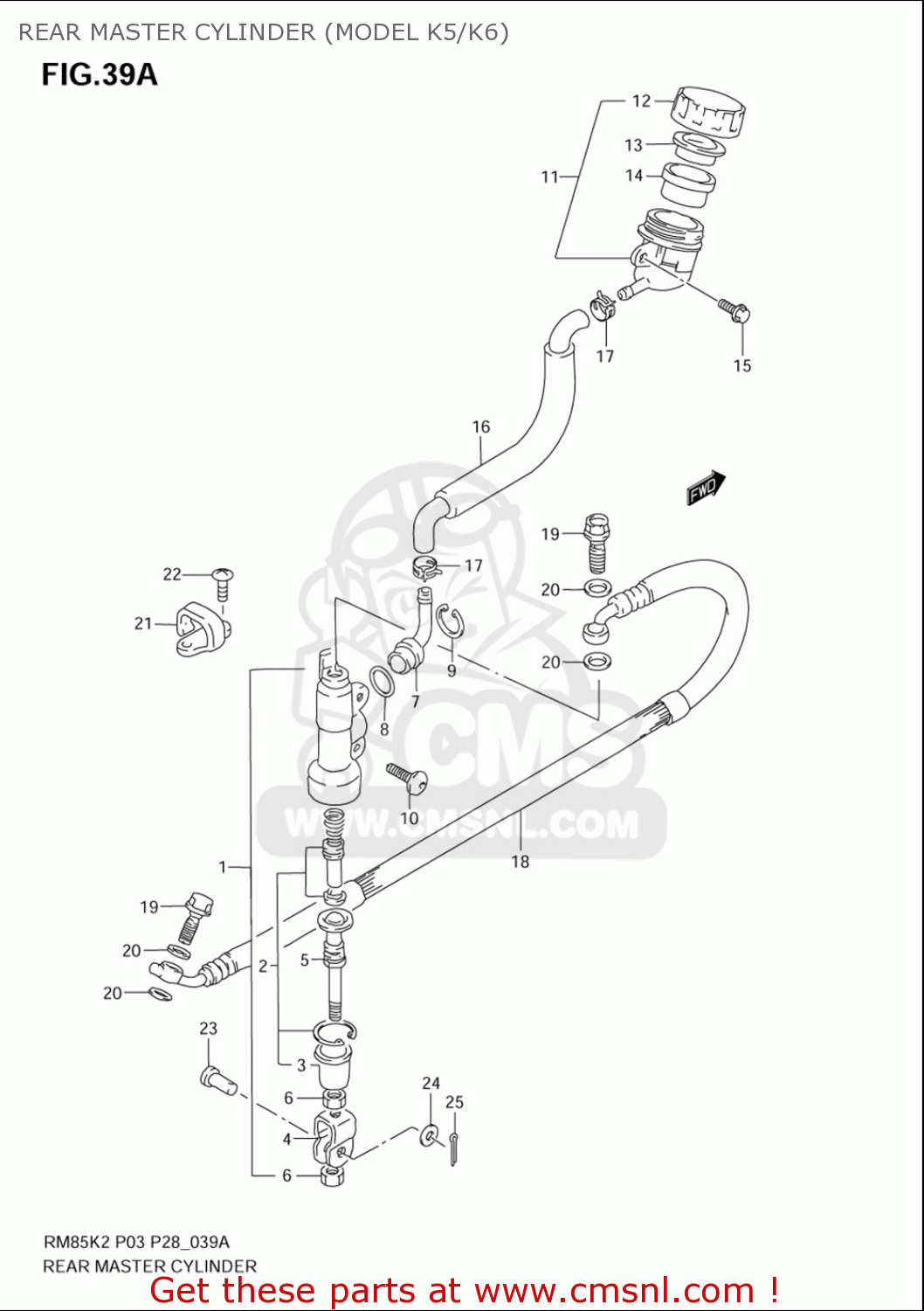 REAR MASTER CYLINDER (MODEL K5/K6) RM85L 2002 2003 2004 2005 '06 (K2) (K3) (K4) (K5) (K6) USA (E03)