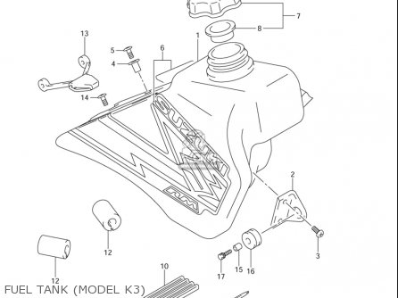 FUEL TANK (MODEL K3) - RM85L 2002 2003 2004 2005 '06 (K2) (K3) (K4) (K5) (K6) USA (E03)