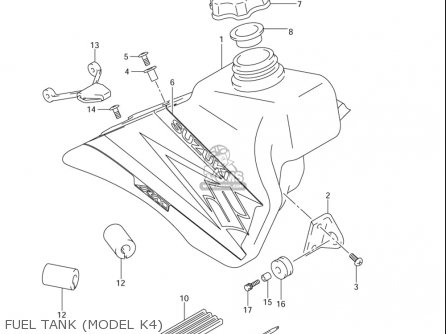 FUEL TANK (MODEL K4) - RM85L 2002 2003 2004 2005 '06 (K2) (K3) (K4) (K5) (K6) USA (E03)