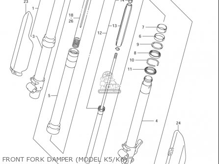 FRONT FORK DAMPER (MODEL K5/K6) - RM85L 2002 2003 2004 2005 '06 (K2) (K3) (K4) (K5) (K6) USA (E03)