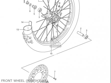 FRONT WHEEL (RM85K5/K6) - RM85L 2002 2003 2004 2005 '06 (K2) (K3) (K4) (K5) (K6) USA (E03)