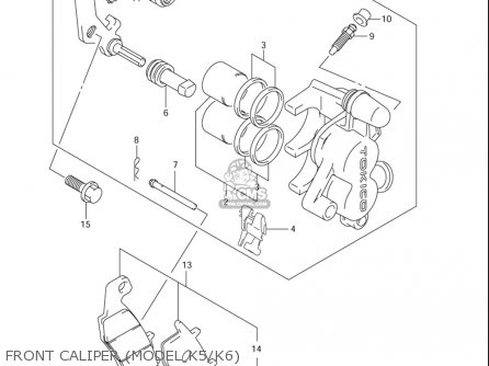 FRONT CALIPER (MODEL K5/K6) - RM85L 2002 2003 2004 2005 '06 (K2) (K3) (K4) (K5) (K6) USA (E03)