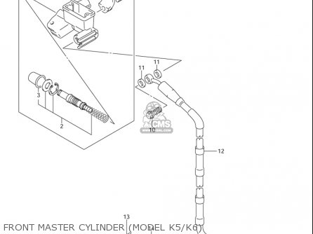 FRONT MASTER CYLINDER (MODEL K5/K6) - RM85L 2002 2003 2004 2005 '06 (K2) (K3) (K4) (K5) (K6) USA (E03)