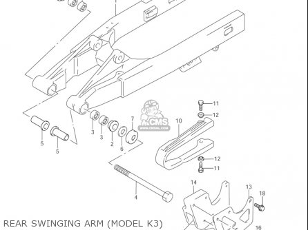 REAR SWINGING ARM (MODEL K3) - RM85L 2002 2003 2004 2005 '06 (K2) (K3) (K4) (K5) (K6) USA (E03)