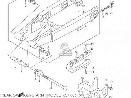 REAR SWINGING ARM (MODEL K5/K6) - RM85L 2002 2003 2004 2005 '06 (K2) (K3) (K4) (K5) (K6) USA (E03)