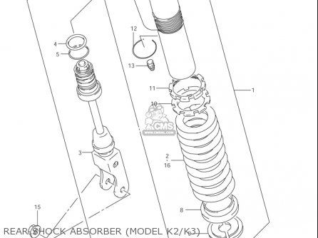 REAR SHOCK ABSORBER (MODEL K2/K3) - RM85L 2002 2003 2004 2005 '06 (K2) (K3) (K4) (K5) (K6) USA (E03)