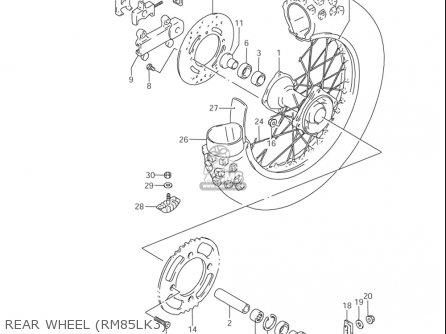 REAR WHEEL (RM85LK3) - RM85L 2002 2003 2004 2005 '06 (K2) (K3) (K4) (K5) (K6) USA (E03)