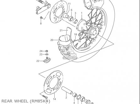 REAR WHEEL (RM85K4) - RM85L 2002 2003 2004 2005 '06 (K2) (K3) (K4) (K5) (K6) USA (E03)