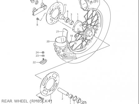 REAR WHEEL (RM85LK4) - RM85L 2002 2003 2004 2005 '06 (K2) (K3) (K4) (K5) (K6) USA (E03)