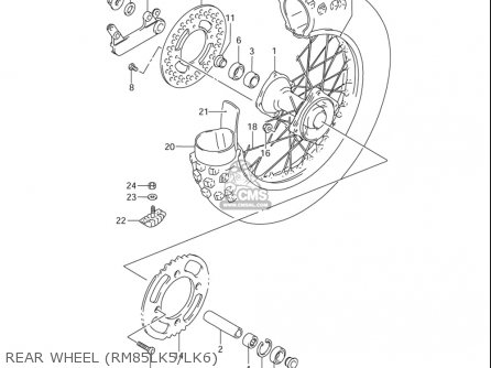 REAR WHEEL (RM85LK5/LK6) - RM85L 2002 2003 2004 2005 '06 (K2) (K3) (K4) (K5) (K6) USA (E03)