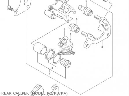 REAR CALIPER (MODEL K2/K3/K4) - RM85L 2002 2003 2004 2005 '06 (K2) (K3) (K4) (K5) (K6) USA (E03)