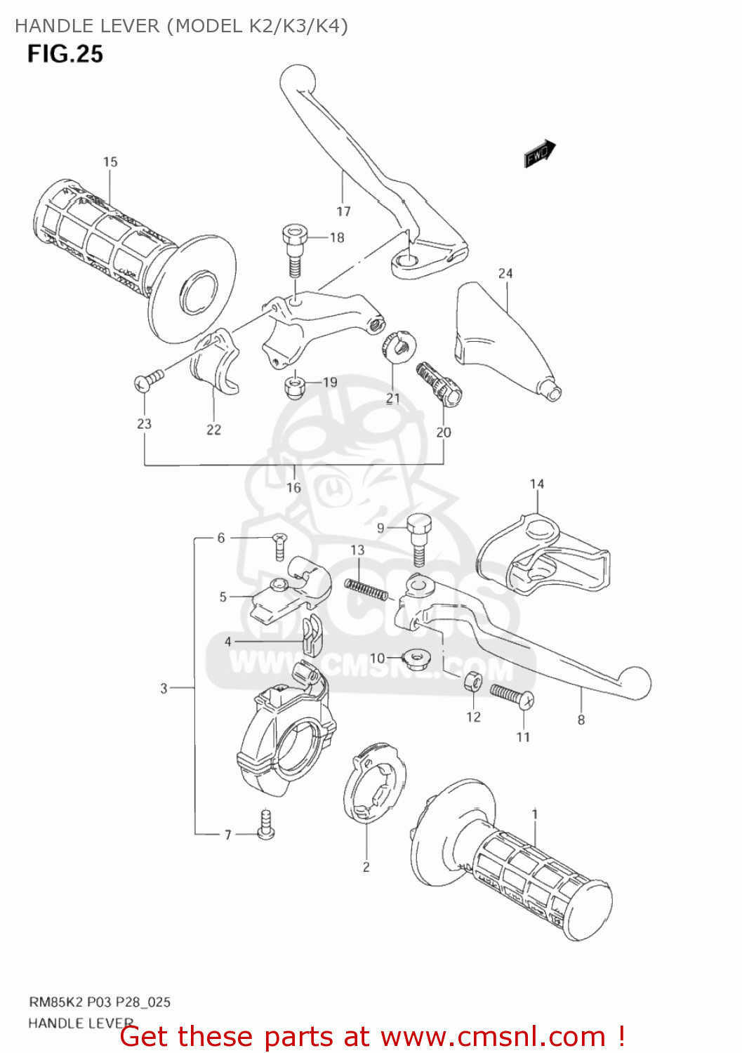 HANDLE LEVER (MODEL K2/K3/K4) RM85L 2002 (K2) USA (E03)