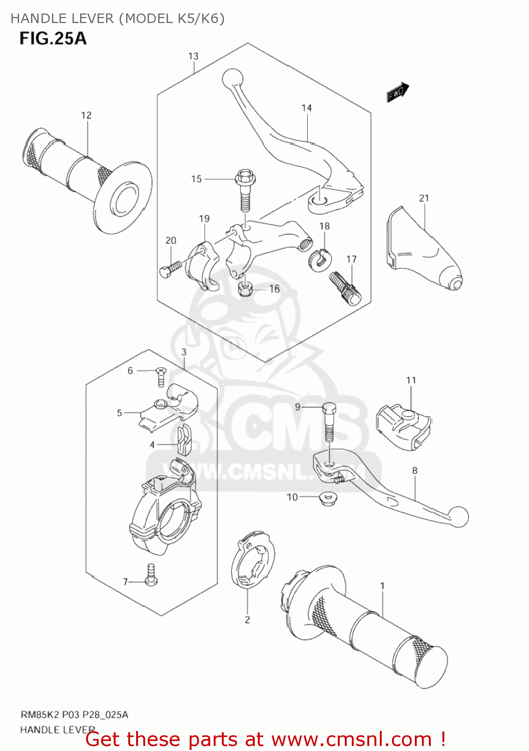 HANDLE LEVER (MODEL K5/K6) RM85L 2002 (K2) USA (E03)