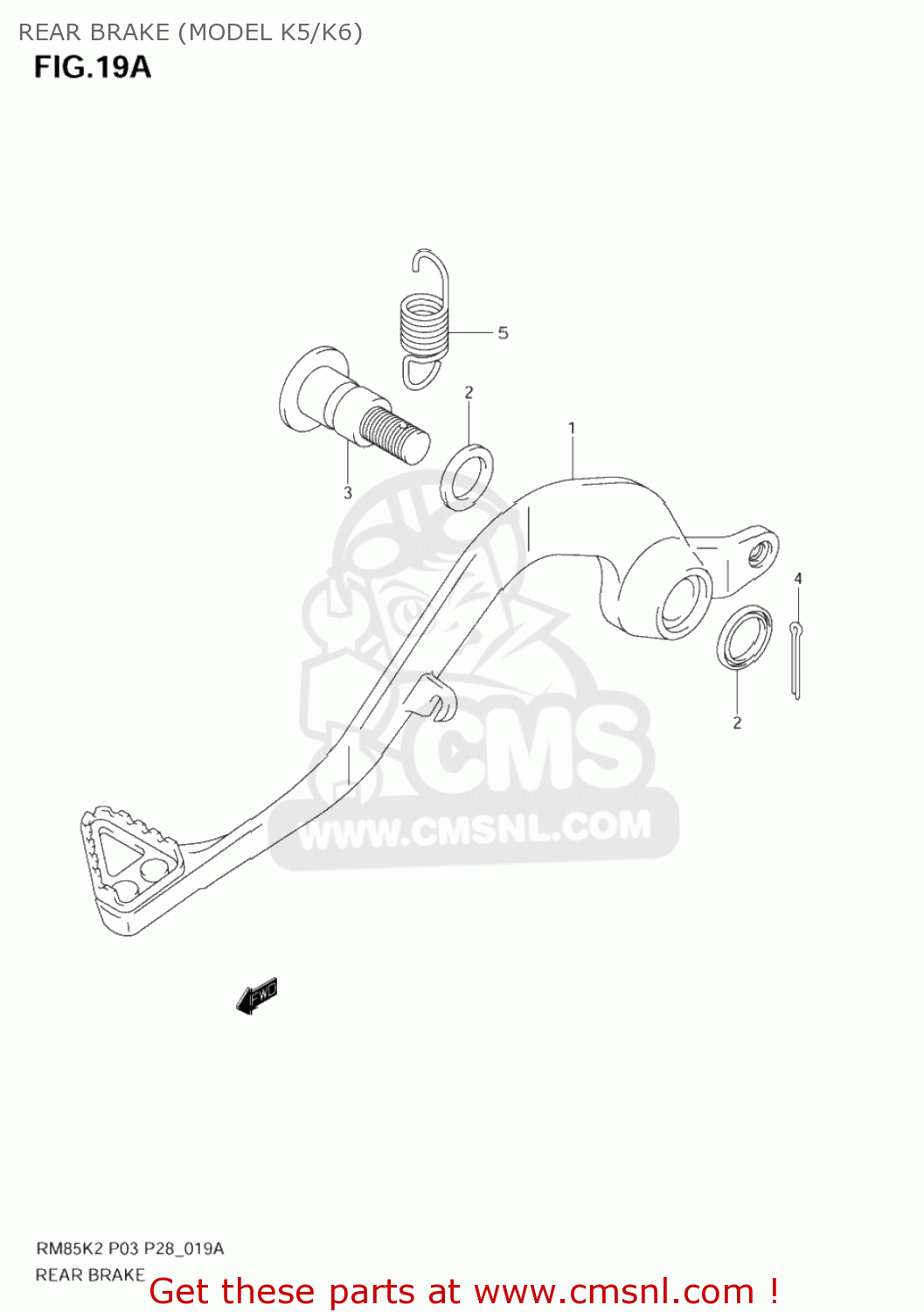 REAR BRAKE (MODEL K5/K6) RM85L 2002 (K2) USA (E03)
