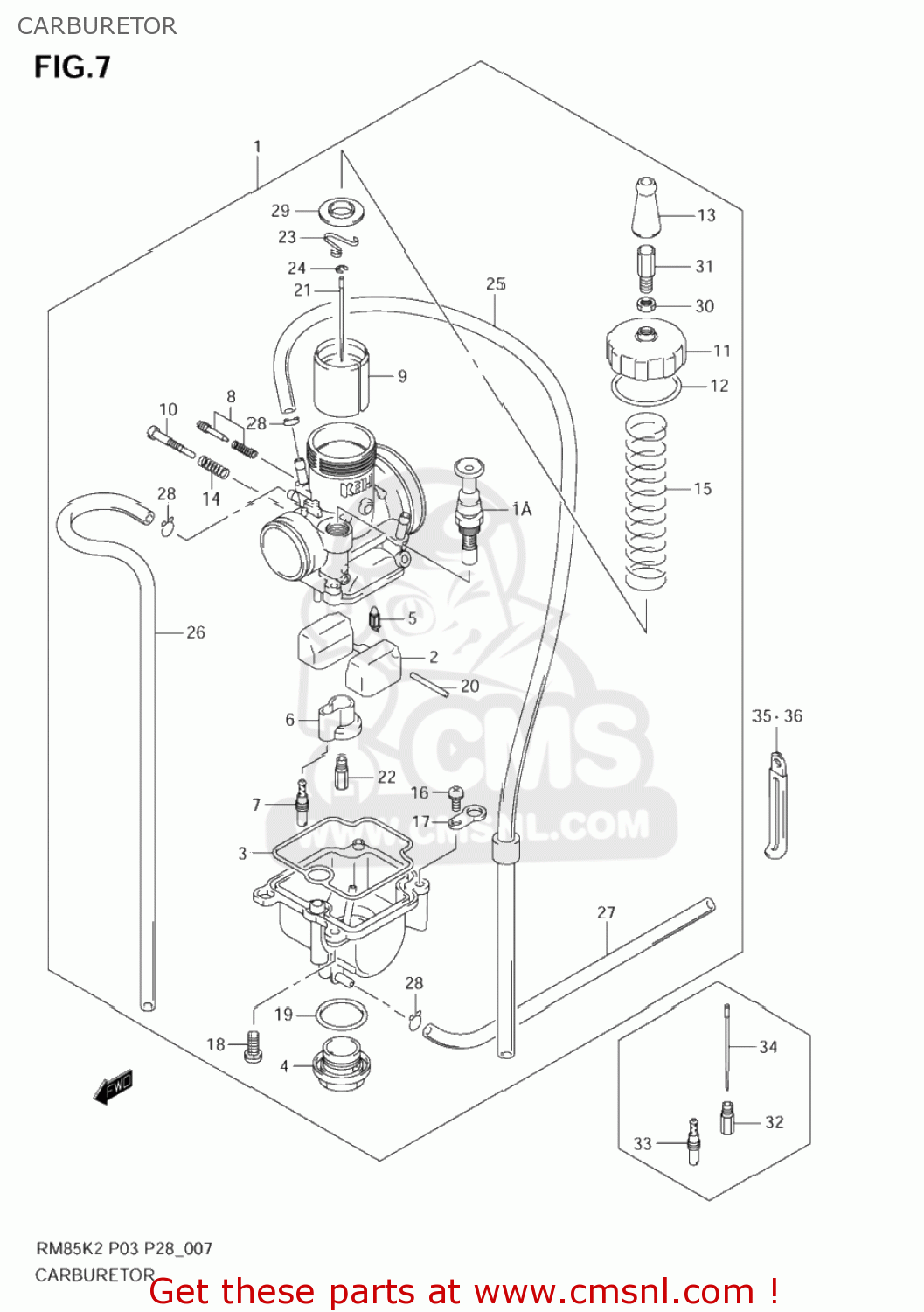CARBURETOR RM85L 2003 (K3) USA (E03)
