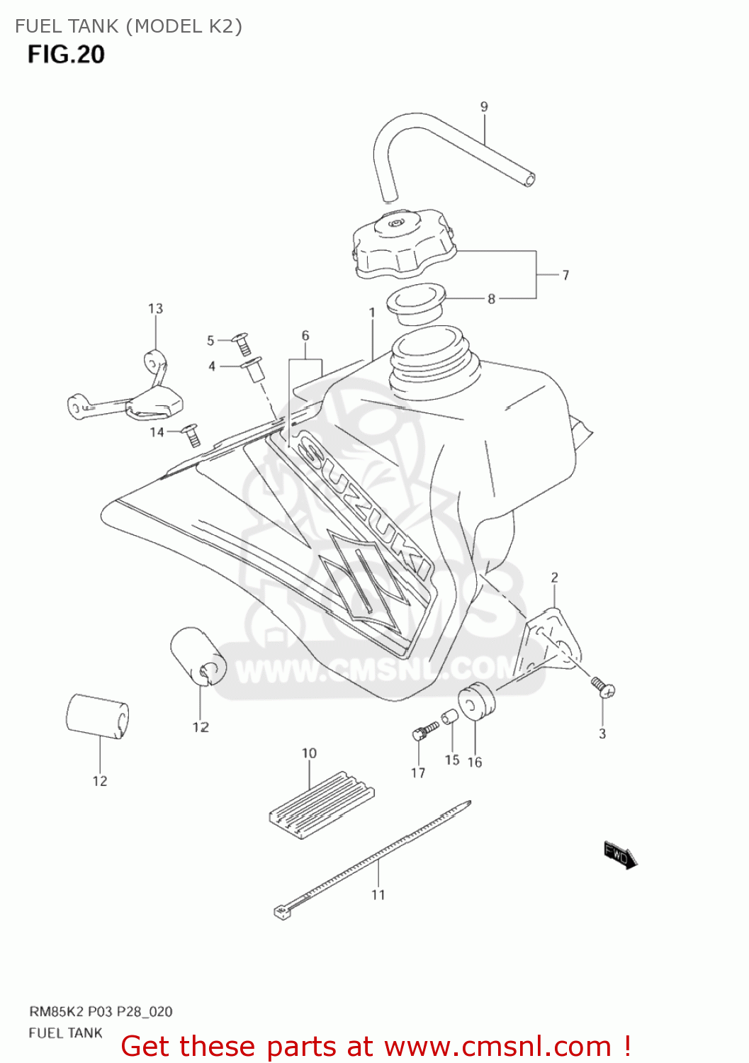 FUEL TANK (MODEL K2) RM85L 2003 (K3) USA (E03)