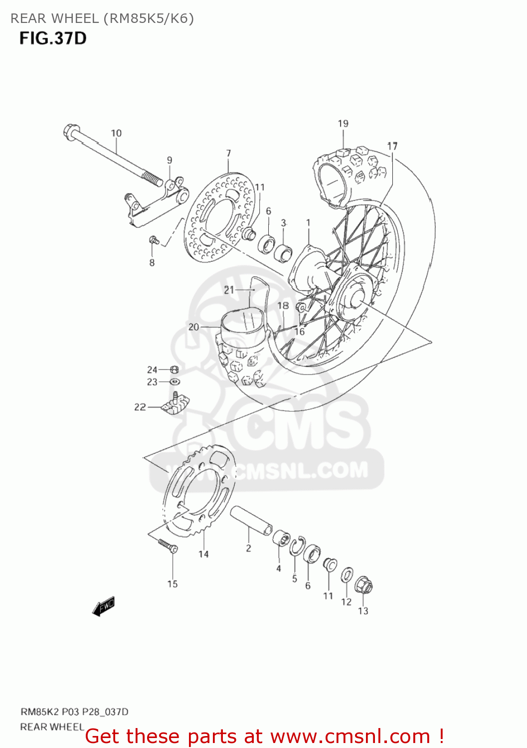 REAR WHEEL (RM85K5/K6) RM85L 2004 (K4) USA (E03)