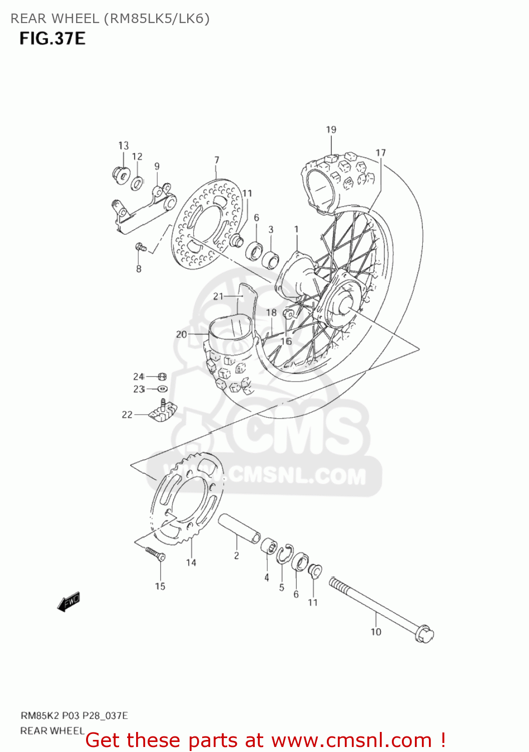 REAR WHEEL (RM85LK5/LK6) RM85L 2004 (K4) USA (E03)