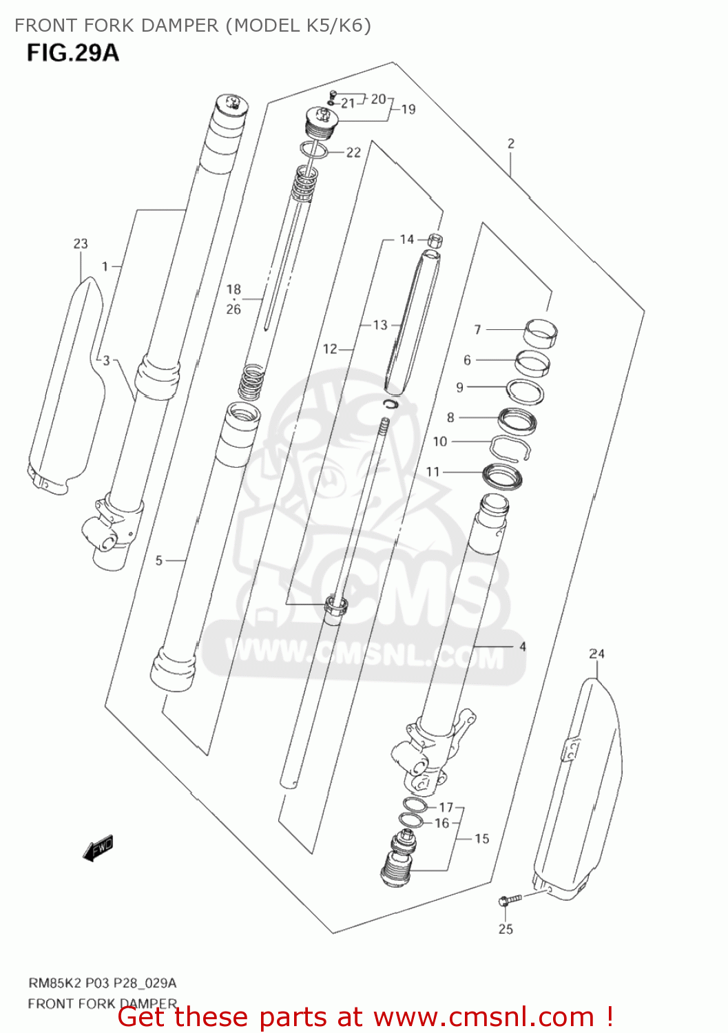 FRONT FORK DAMPER (MODEL K5/K6) RM85L 2005 (K5) USA (E03)