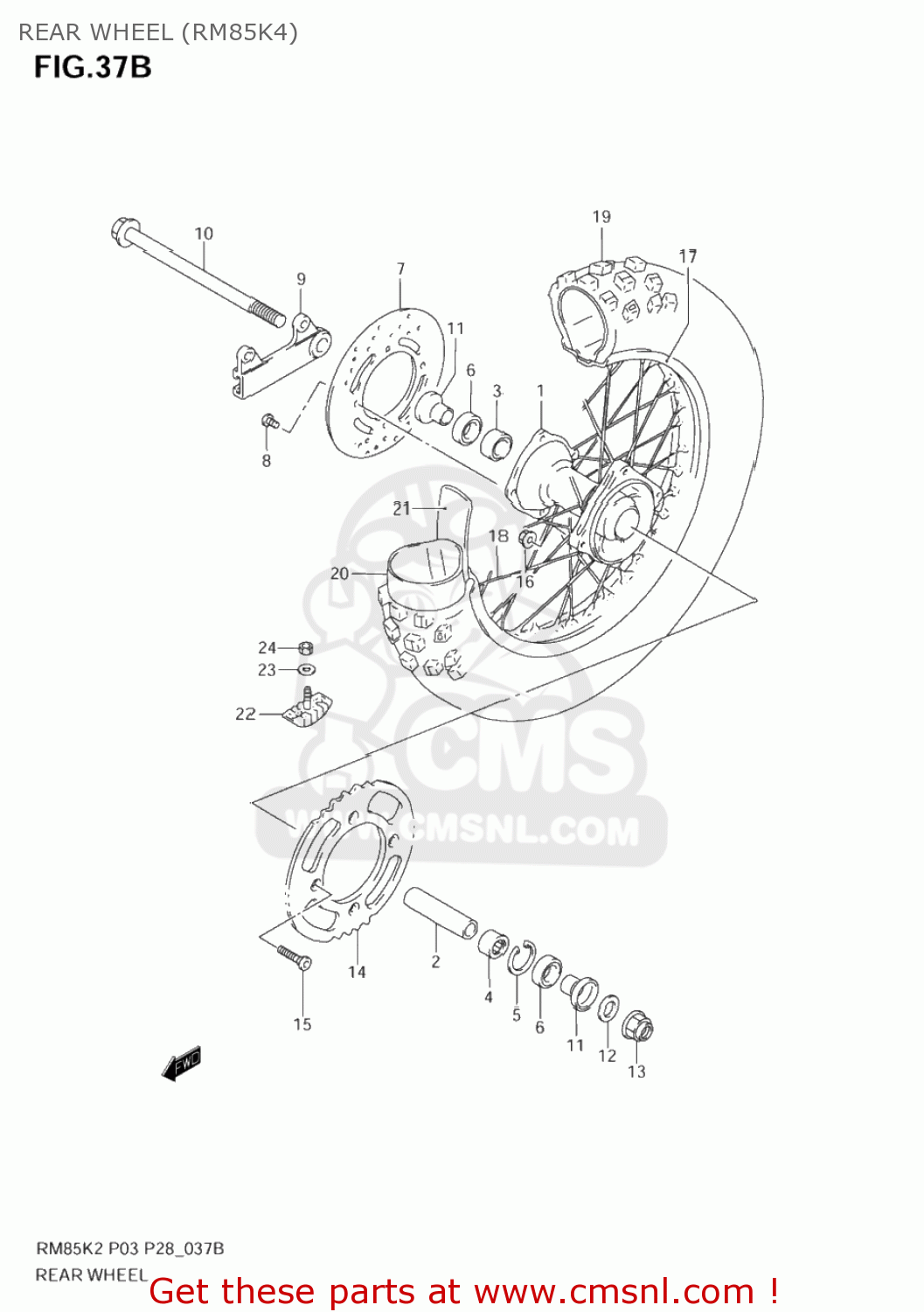 REAR WHEEL (RM85K4) RM85L 2005 (K5) USA (E03)