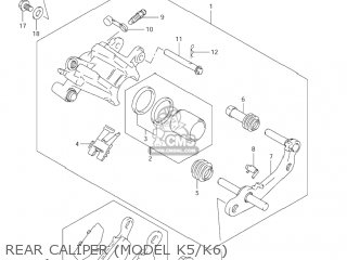 REAR CALIPER (MODEL K5/K6) - RM85L 2005 (K5) USA (E03)