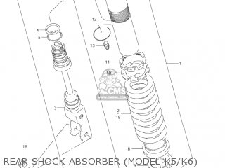 REAR SHOCK ABSORBER (MODEL K5/K6) - RM85L 2005 (K5) USA (E03)