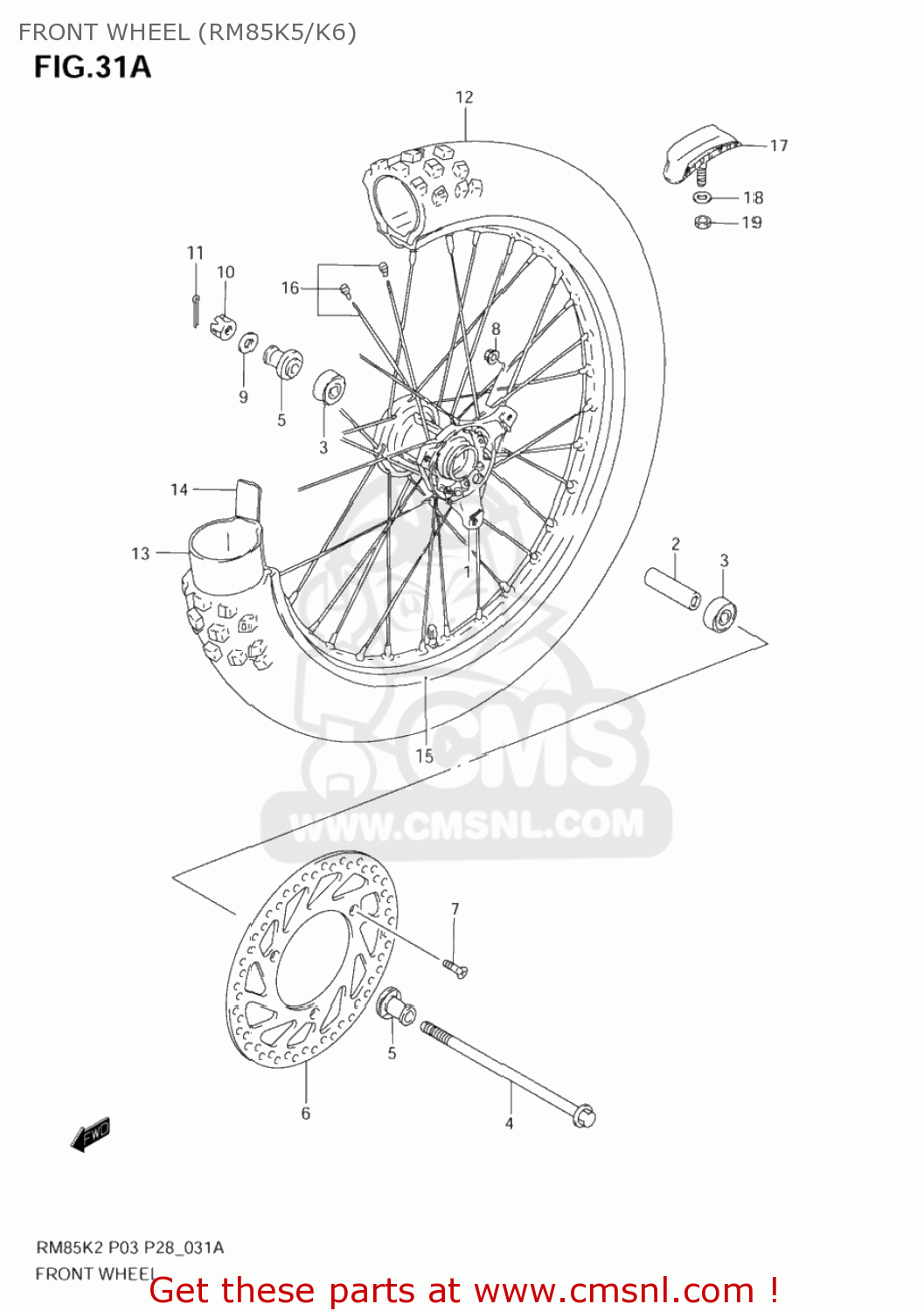 FRONT WHEEL (RM85K5/K6) RM85L 2006 (K6) USA (E03)