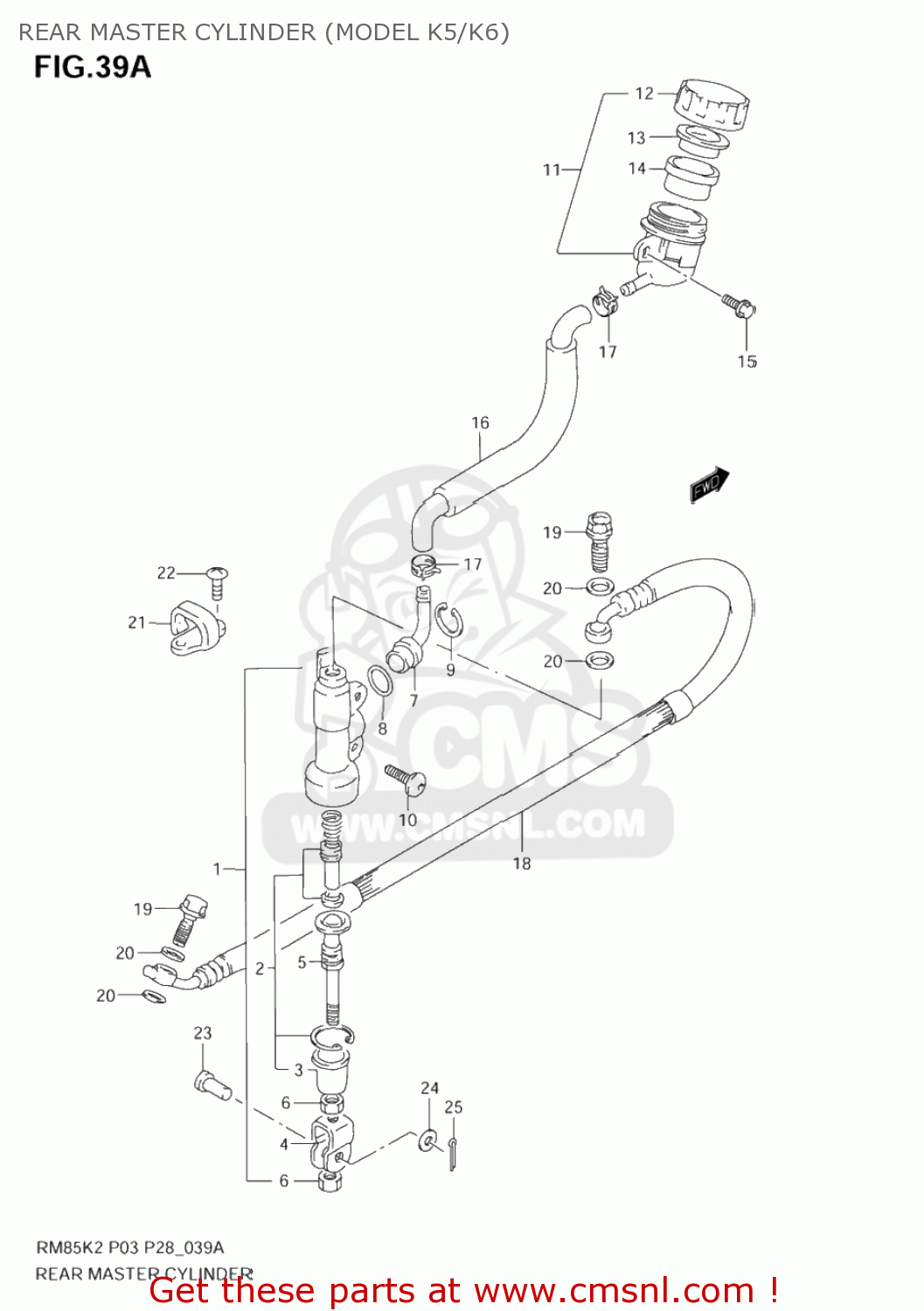 REAR MASTER CYLINDER (MODEL K5/K6) RM85L 2006 (K6) USA (E03)