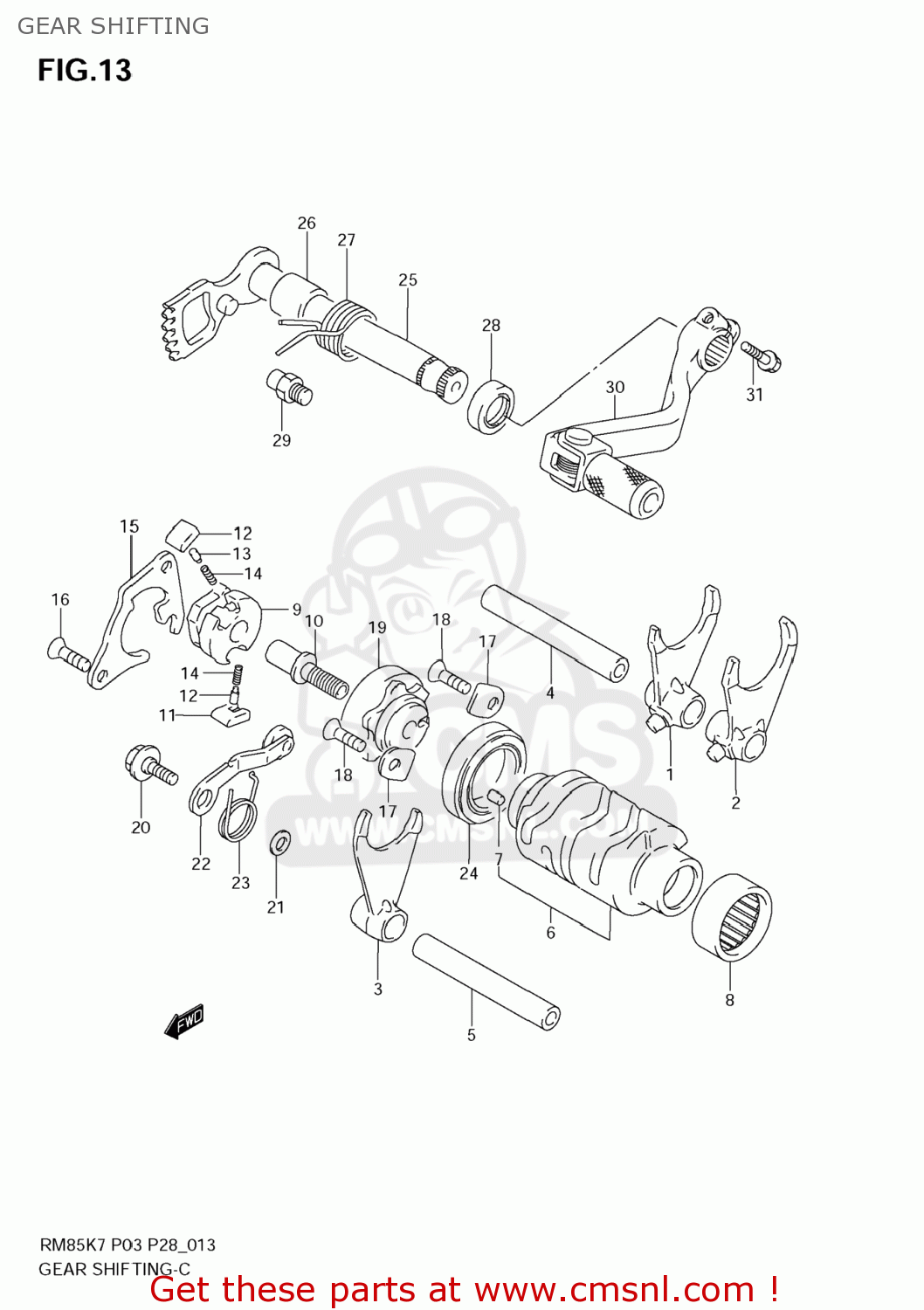 GEAR SHIFTING RM85L 2007 (K7) USA (E03)