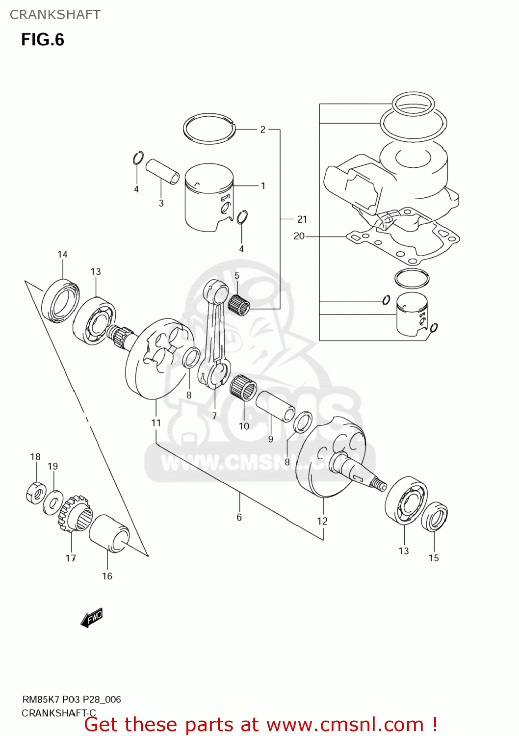 CRANKSHAFT RM85L 2008 (K8) USA (E03)